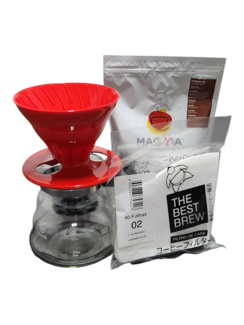 Kit Café Especial + Jarra Colméia + Porta Filtro + Filtro tipo V60 ( 40 un.)