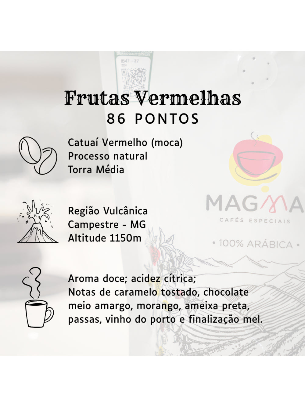 Café Especial Magma Frutas Vermelhas GRÃOS - 250g - 100% Arábica