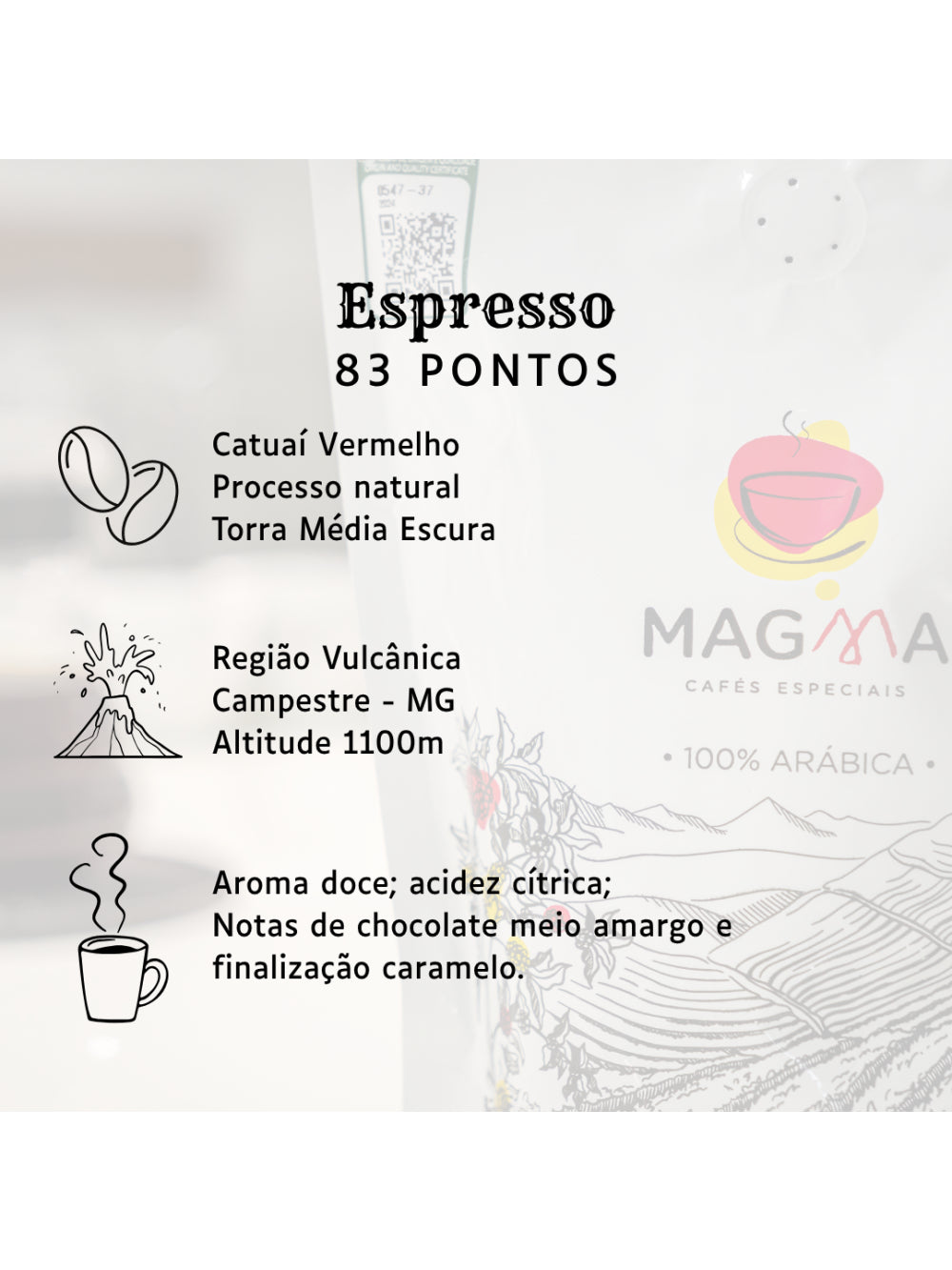 Café Especial Magma Espresso GRÃOS - 250g - 100% Arábica