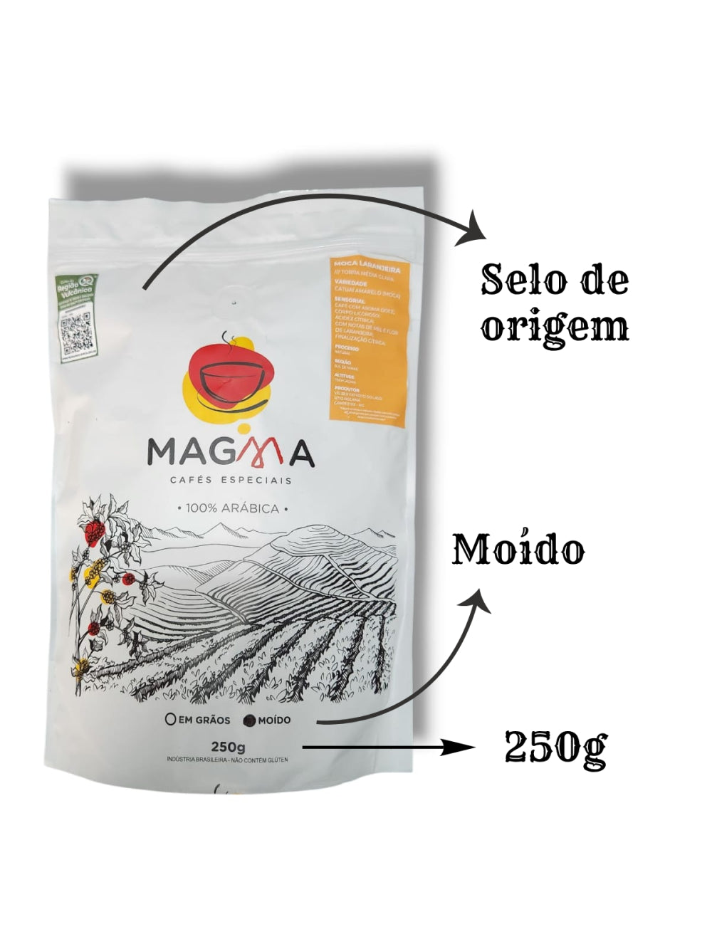 Café Especial Magma Moca Laranjeira MOÍDO - 250g - 100% Arábica