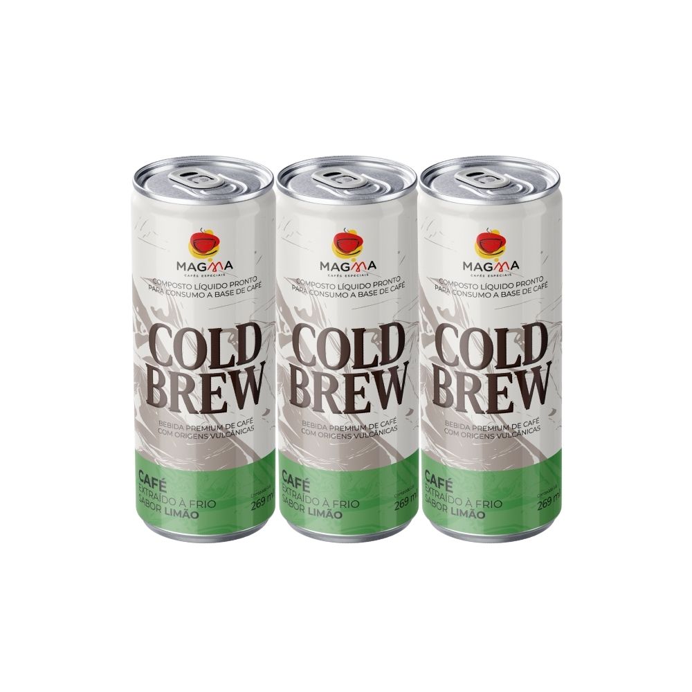 Cold Brew Magma Cafés sabor Limão Kit com 3 unidades