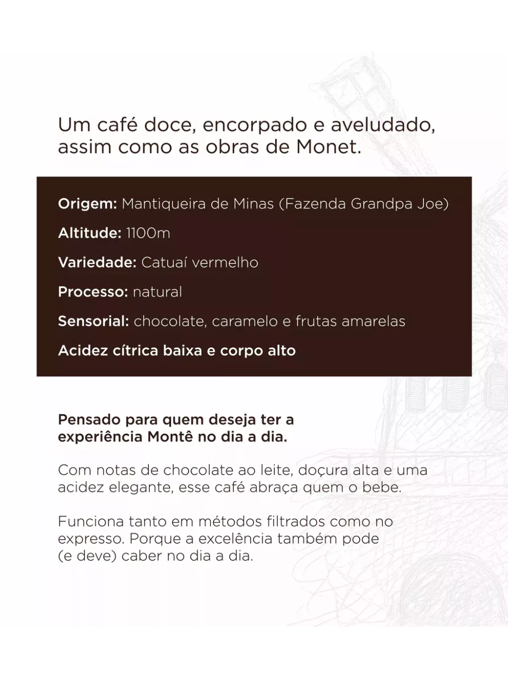 Café Especial Em Grãos Torra Média 100% Arábica Monet 250g