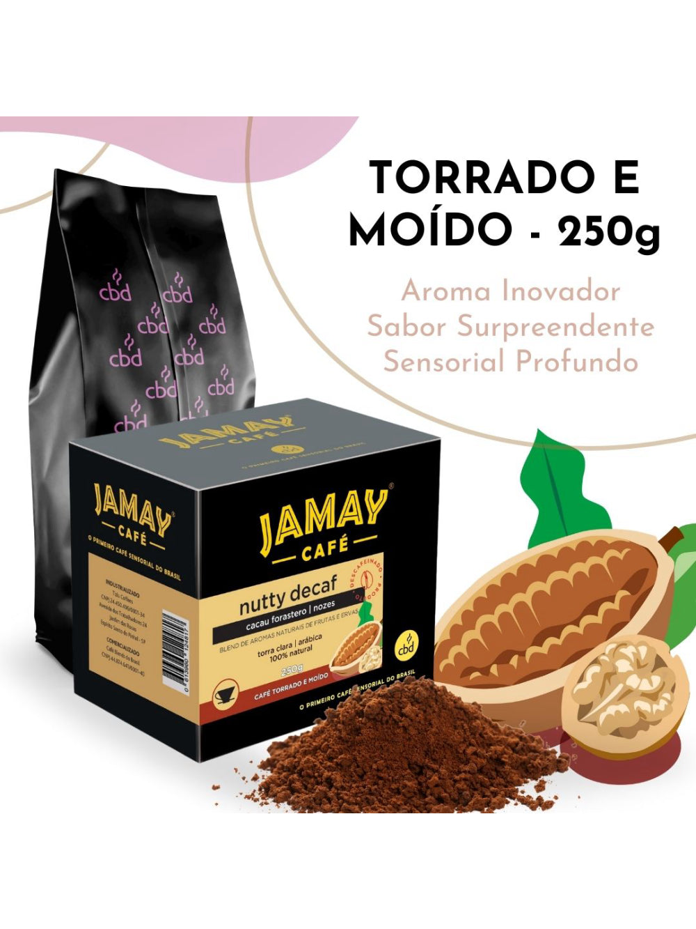 JAMAY Café Nutty DECAF MOÍDO Sachê 250g