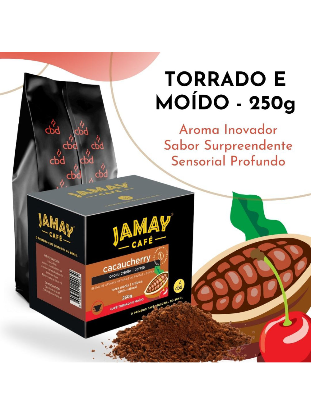 JAMAY Café CacauCherry MOÍDO Sachê 250g