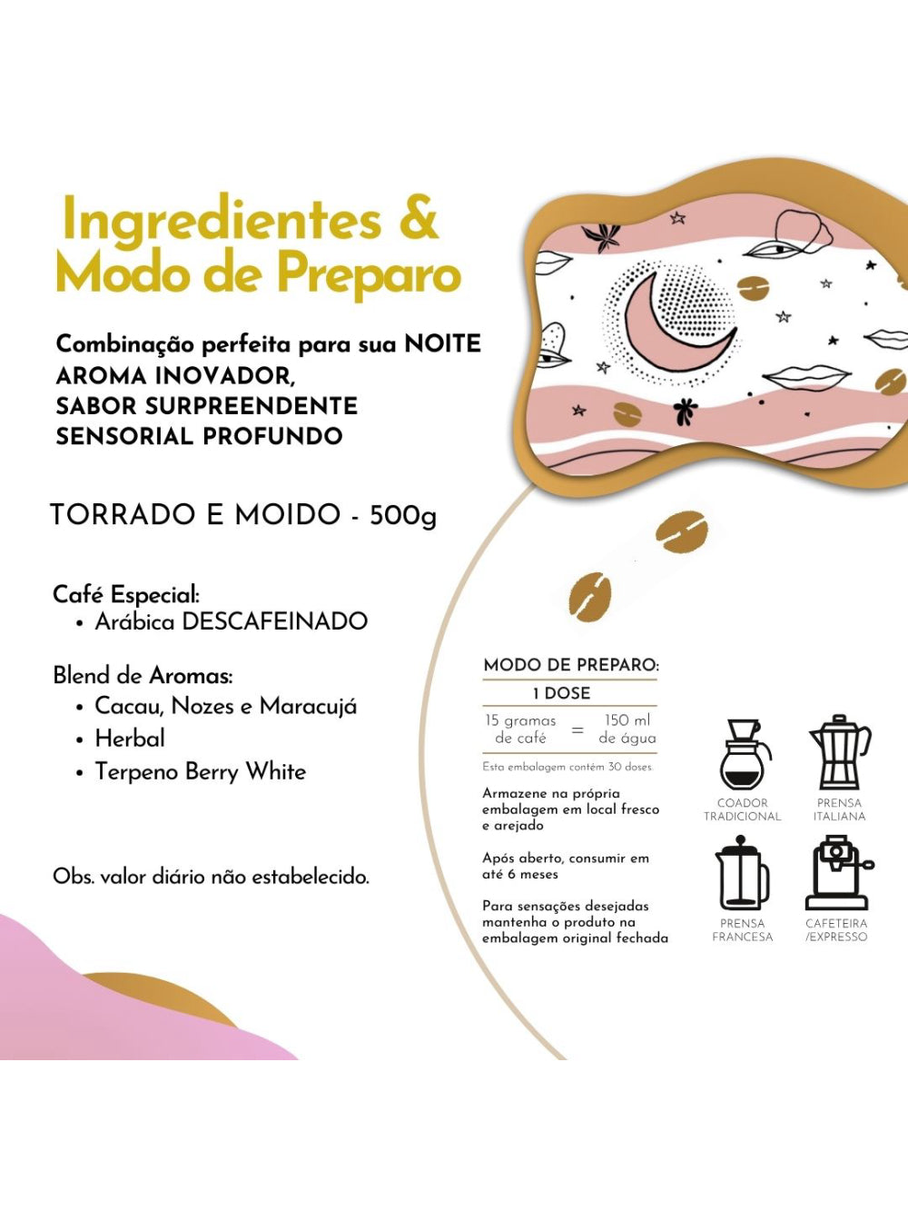 Café Berry Night DECAF Descafeinado MOÍDO Sachê 500g