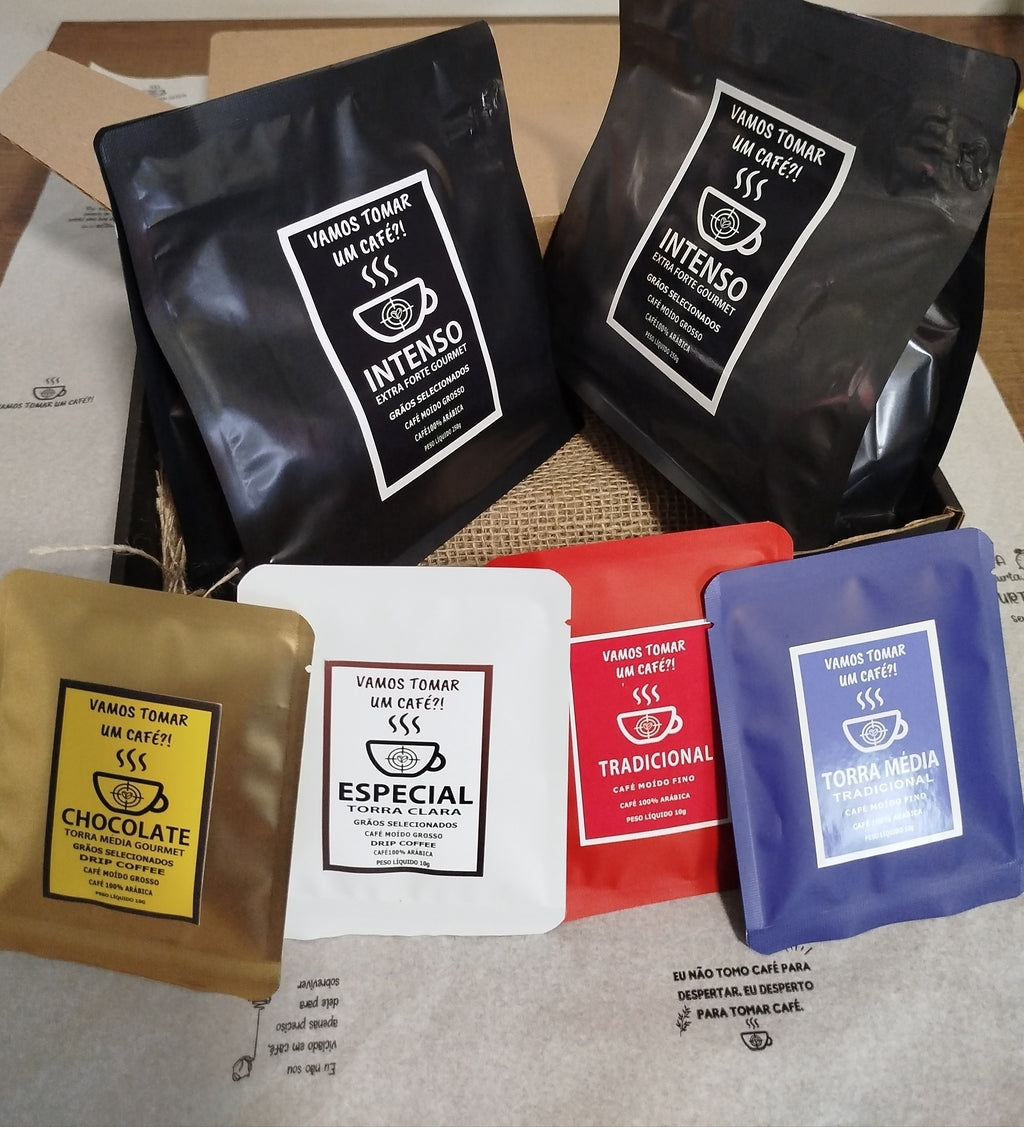 Kit 2 cafés intenso gourmet e 4 drips coffee Vamos Tomar Um Café