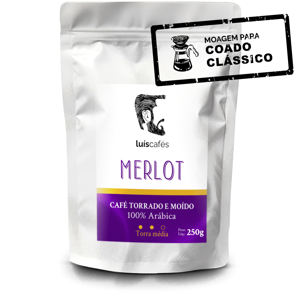Café Especial Merlot Torrado e Moído 250g Moagem Fina média moído para Coado