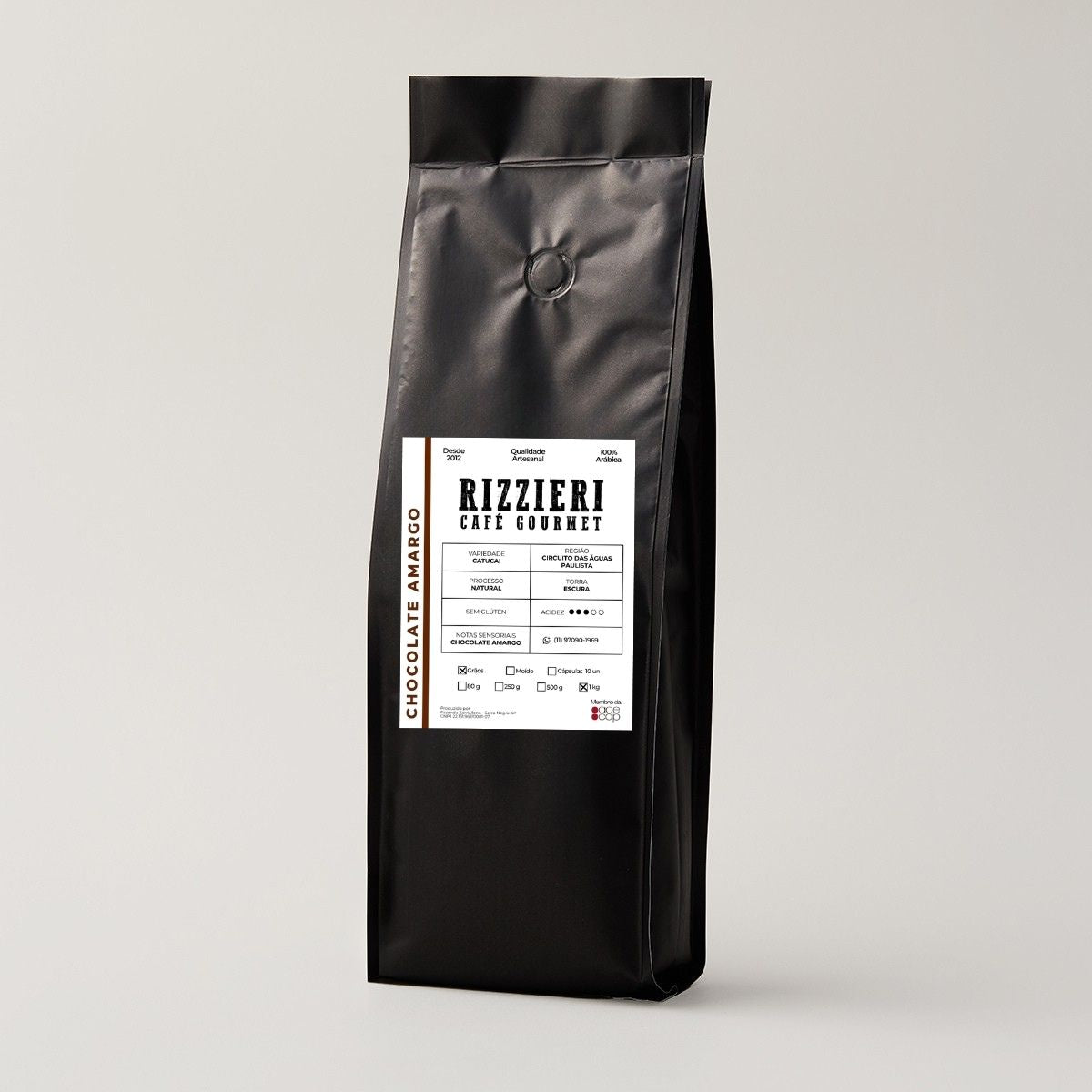 Café Catucai em Grãos 1Kg Chocolate Amargo Rizzieri Café