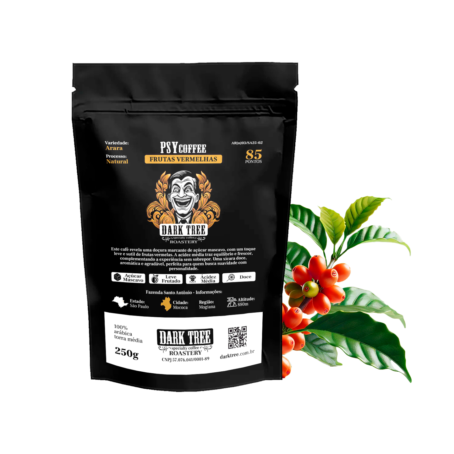 Arara Frutas Vermelhas Dark Tree Roastery Em Grãos ou Moído