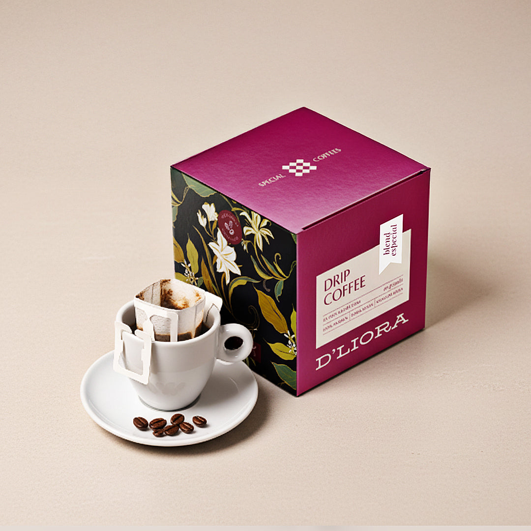 Drip Coffee linha origem blend especial D'Liora Cafés caixa com 10 unidades