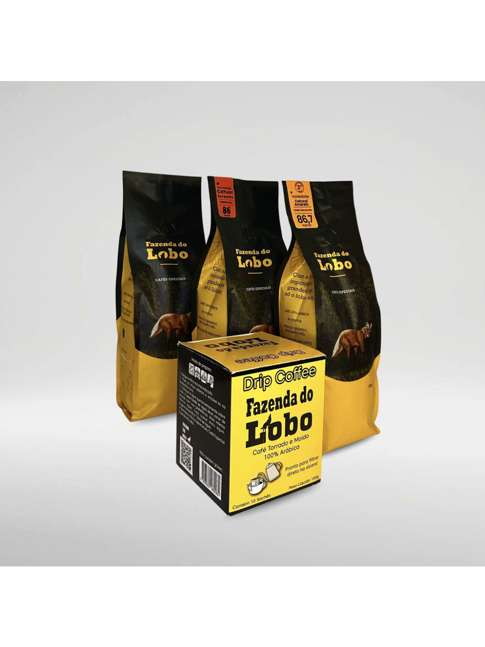 SuperKit Lobo Todas as 3 variedades e Drip Coffee Fazenda do Lobo