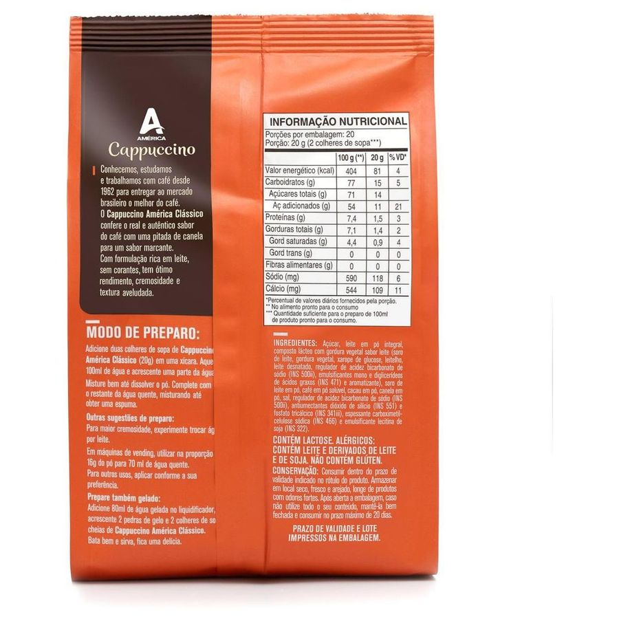 Cappuccino em Pó Solúvel América Clássico1kg