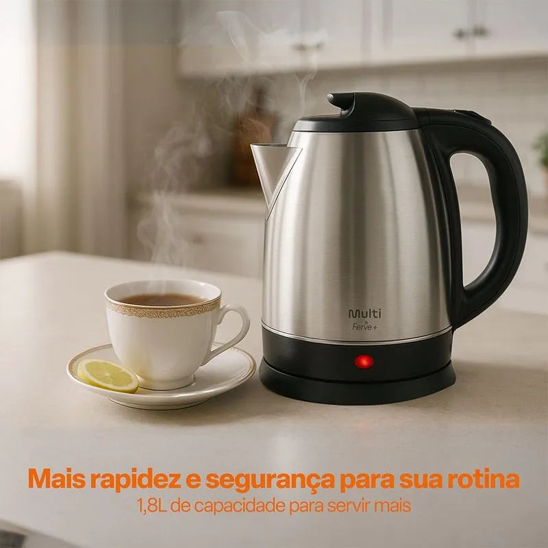 Chaleira Elétrica Inox 1,8L com Base Antiderrapante e Led 127V 1000W Prata Multi - GO400