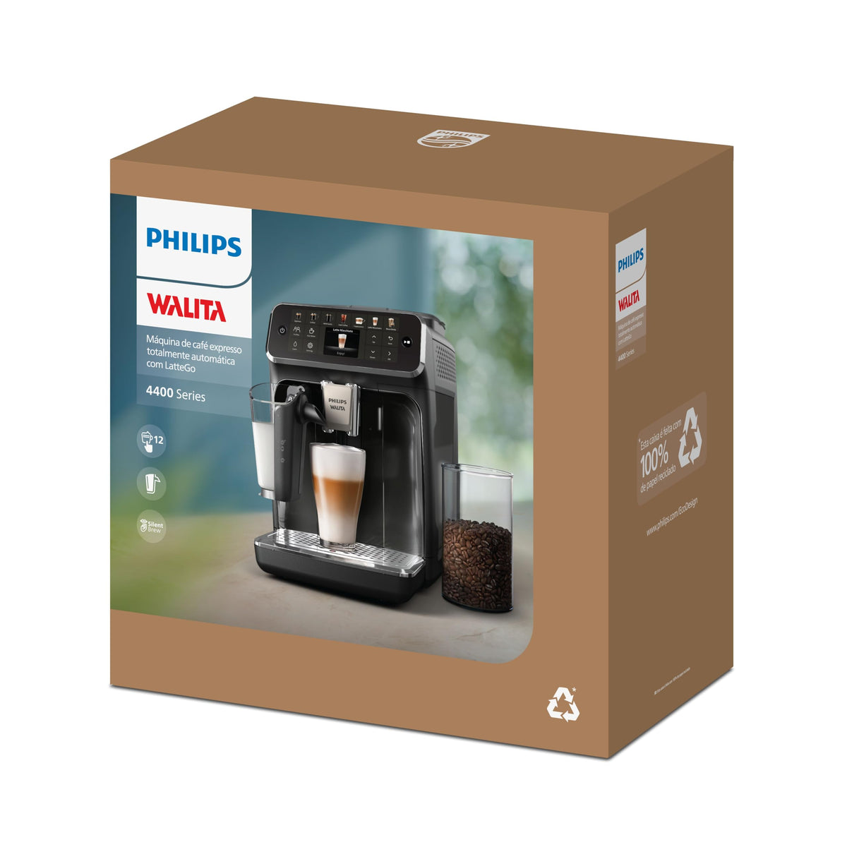 Maquina Cafeteira Philips Walita Expresso Italiana Super Automática 4400 Serie Latte 12 Bebidas