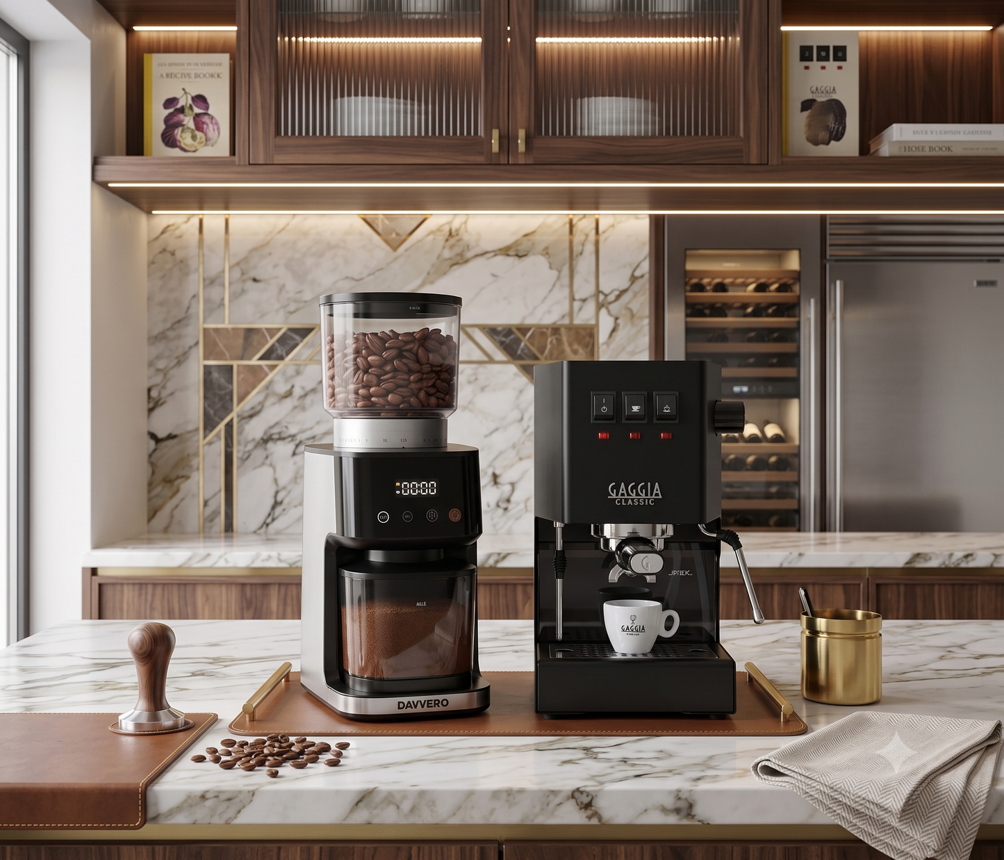 Kit Cafeteira Gaggia Classic E24 com Moedor Café elétrico La Bravia DavVero 51 níveis de moagem