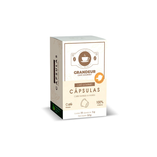 Grandeur Cafe Gourmet Capsulas Compativeis com Nespresso 100% Arabica Torra Escura Matas de Minas, 10 Cápsulas 50g