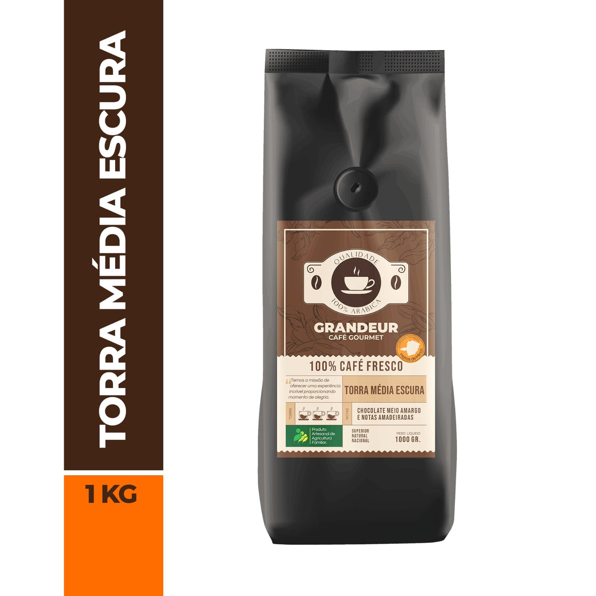 Grandeur Cafe Gourmet Torra Media Escura100%Arabica Matas de Minas1kg Notas Sensoriais Chocolate Meio Amargo Amadeiradas