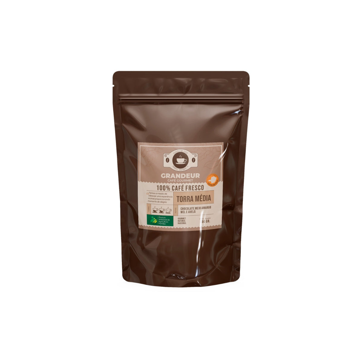 Grandeur Café Gourmet Torra Média 100% Arábica 250g Região Matas de Minas Notas Sensoriais Chocolate Mel Avelã