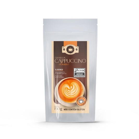 Capuccino Grandeur Cafe Gourmet Sabor Classico e Tradicional 150g Receita Cremosa Facil de Preparar