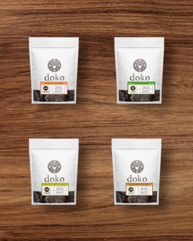 Kit Degustação Doko Cafés Grãos 4 pacotes de 140g cada