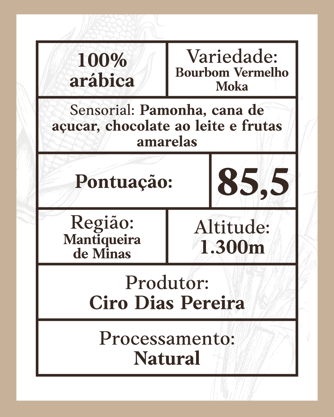 Café Especial Pamonha e Cana de Açúcar 250g Doko Cafés