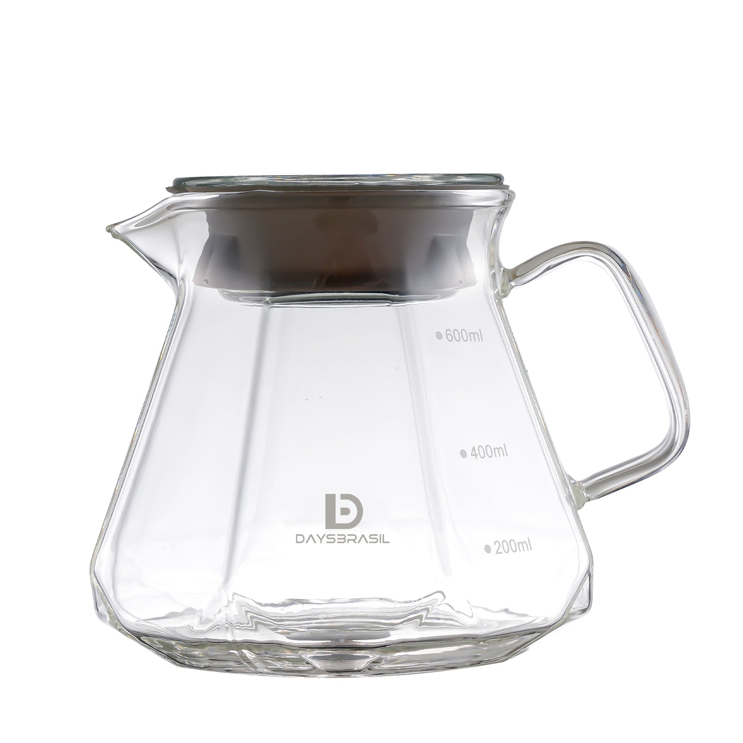 Kit com jarra de vidro forma Diamante 600 ml, suporte e Filtro compatível com V60 tamanho 02 DaysBrasil