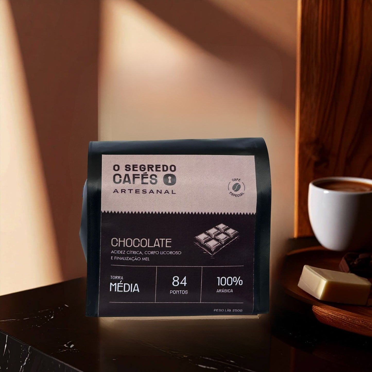 Café Especial Chocolate 70 Vinhoso, Cítrico e Frutado O Segredo Cafés 250g