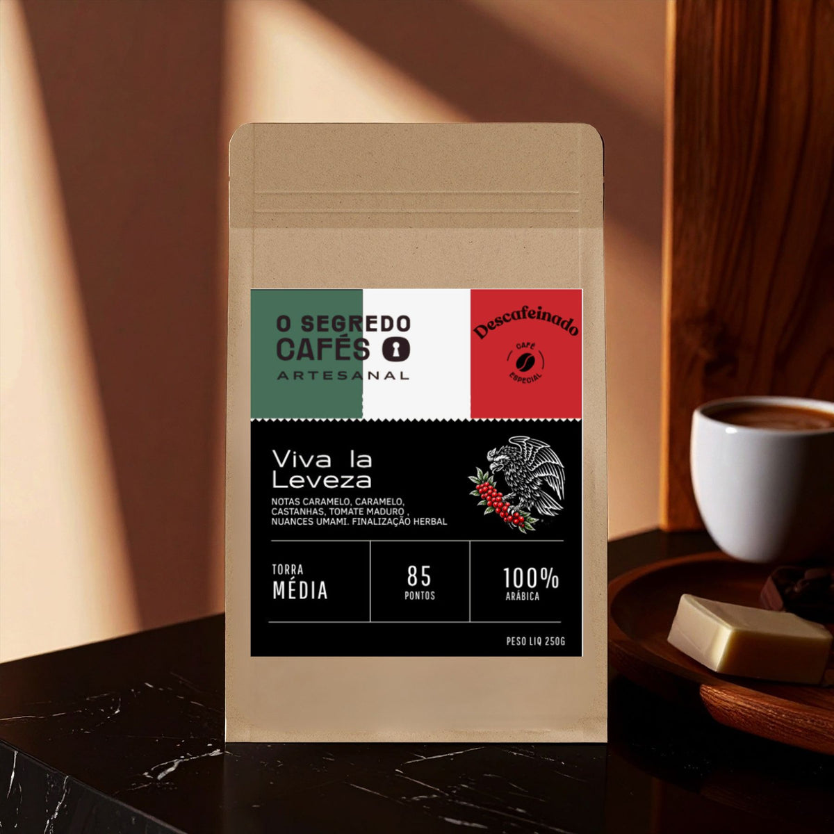 Café Especial Viva la Leveza! Descafeinado, doçura e serenidade em cada gole O Segredo Cafés 250g