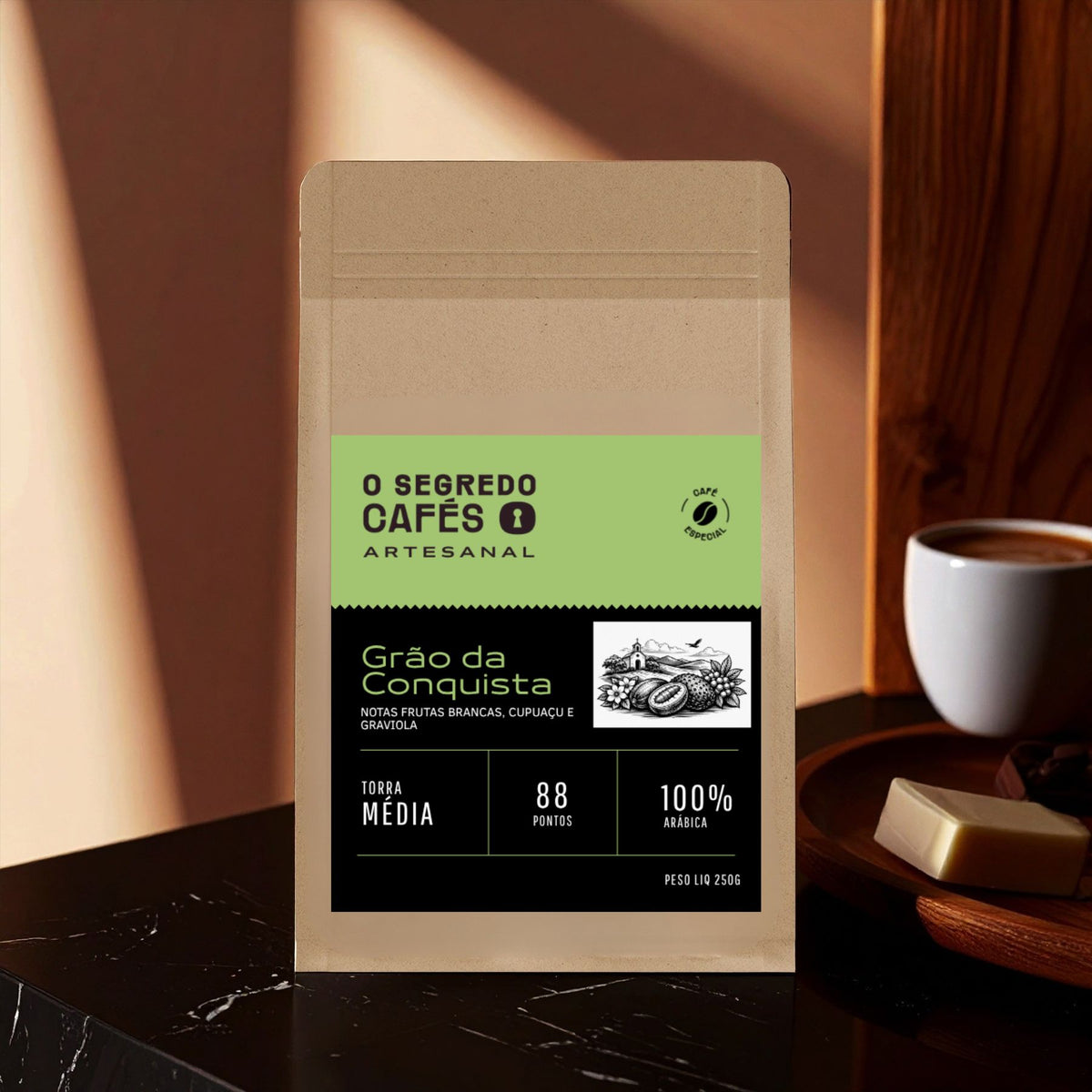 Café Especial Grão da Conquista  Frutas Brancas e Cupuaçu exótico O Segredo Cafés 250g