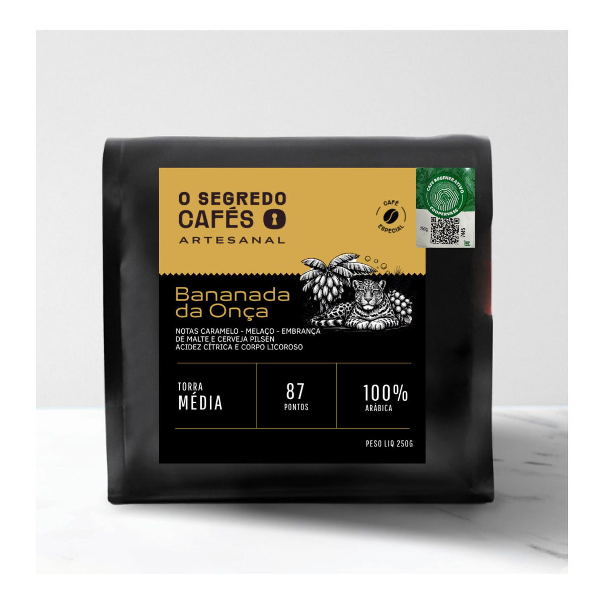 Bananada da Onça fragrância de Banana com delicada lembrança de malte e cerveja pilsen O Segredo Cafés 250g