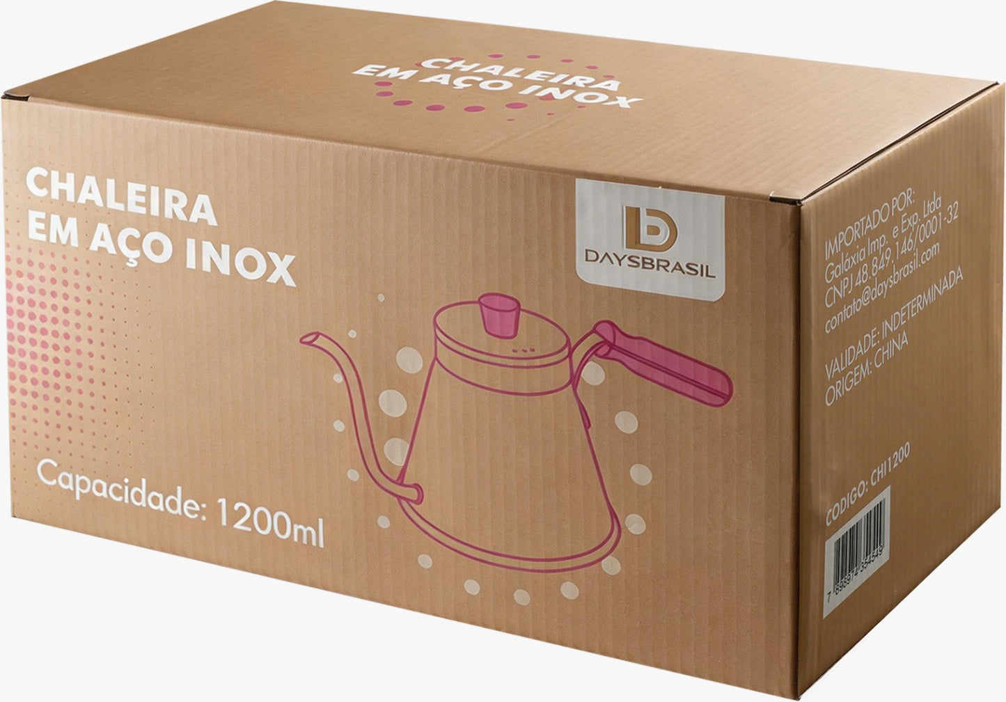 Chaleira Bico de Ganso em Aço Inox polido 1200ml