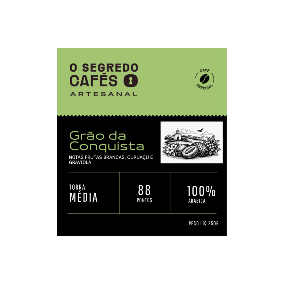 Café Especial Grão da Conquista  Frutas Brancas e Cupuaçu exótico O Segredo Cafés 250g
