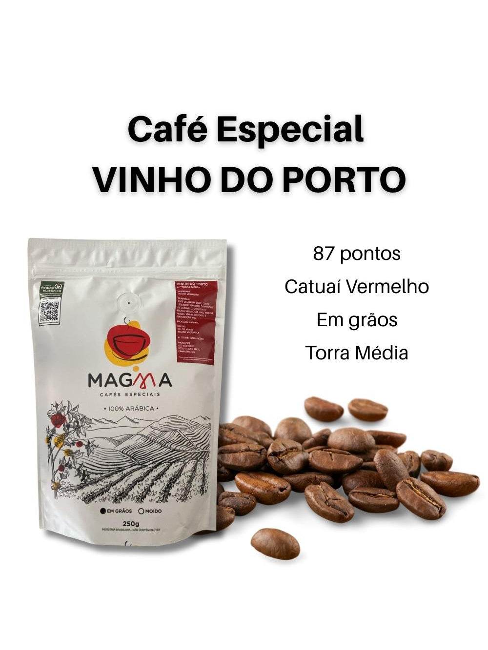 Café especial Vinho do Porto GRÃOS 250g 100% Arábica
