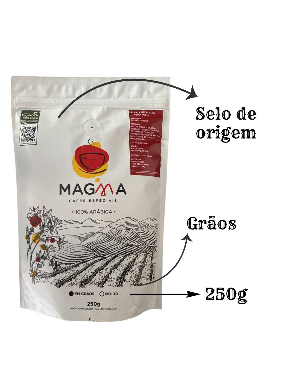 Café especial Vinho do Porto GRÃOS 250g 100% Arábica