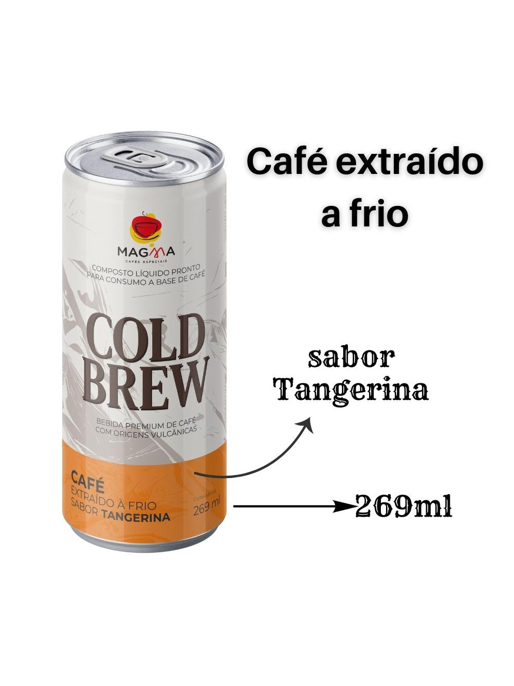 Cold Brew Magma Cafés sabor Tangerina - Kit com 3 unidades