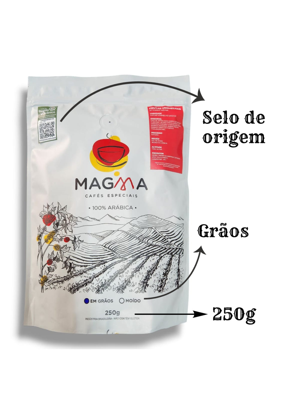 Café Especial Magma Frutas Vermelhas GRÃOS - 250g - 100% Arábica