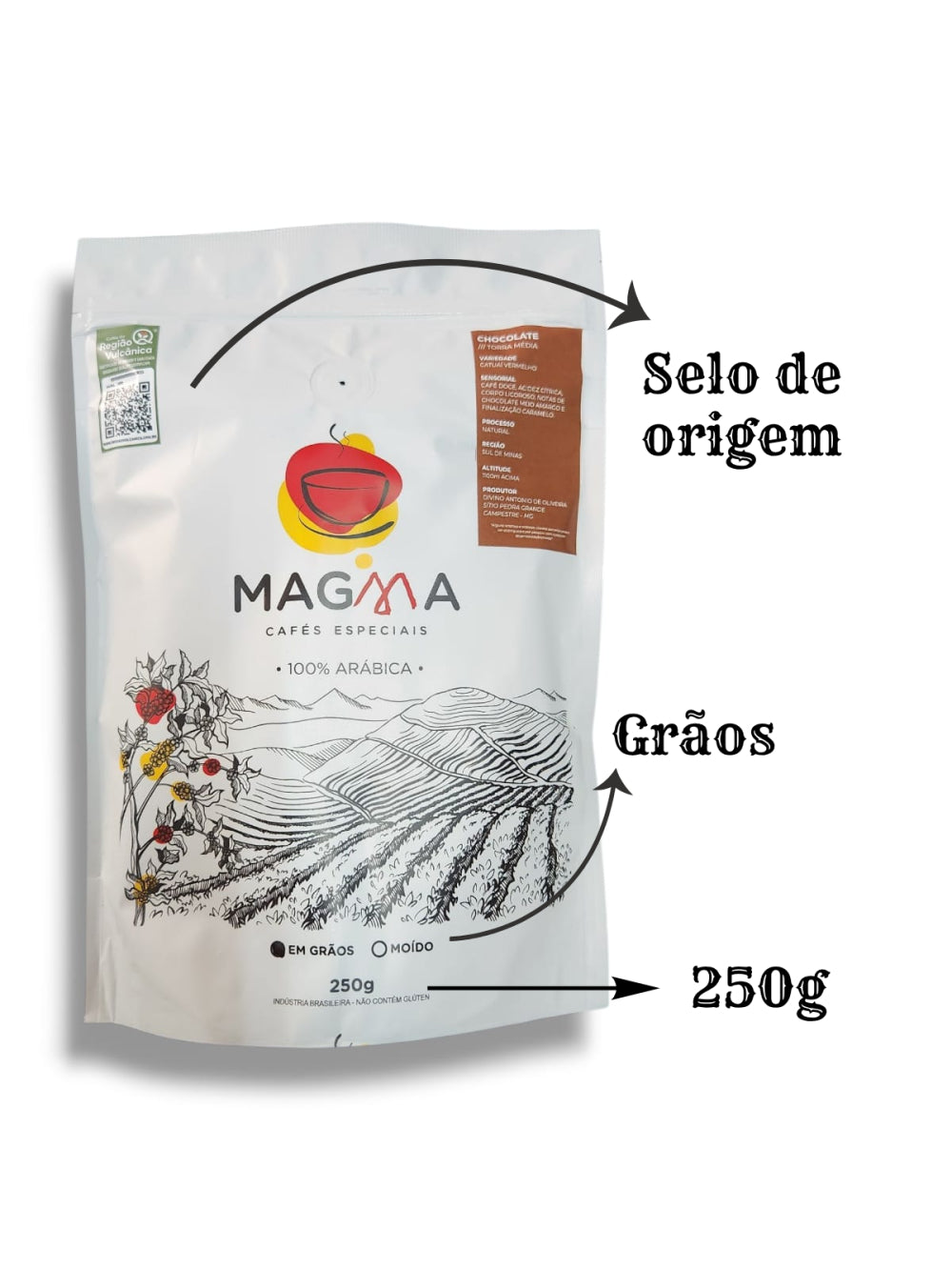 Café Especial Magma Chocolate GRÃOS - 250g - 100% Arábica