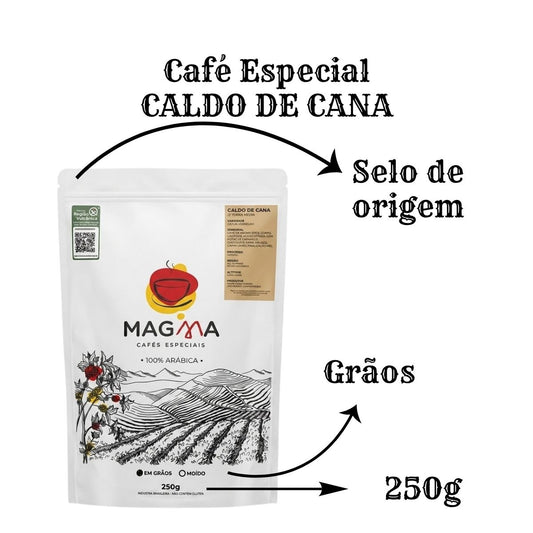 Café Especial Magma Caldo de Cana Grãos 250g 100% Arábica