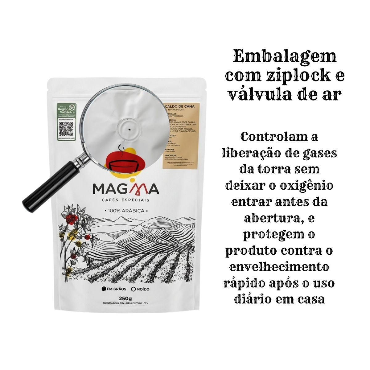 Café Especial Magma Caldo de Cana Grãos 250g 100% Arábica