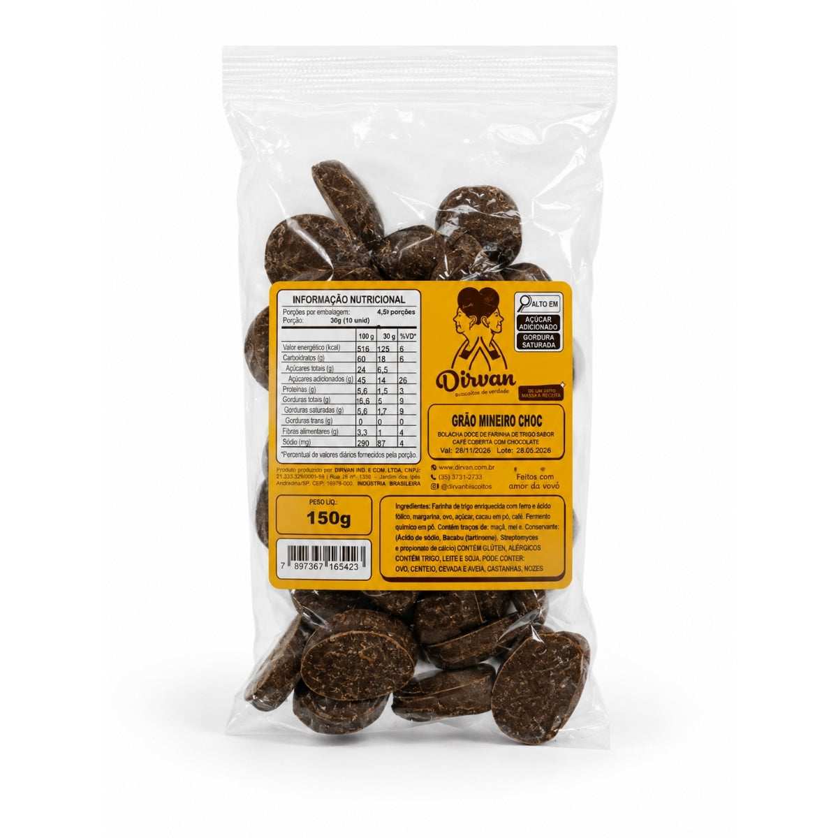 Biscoitos Artesanais Sabor Café com Chocolate 150g