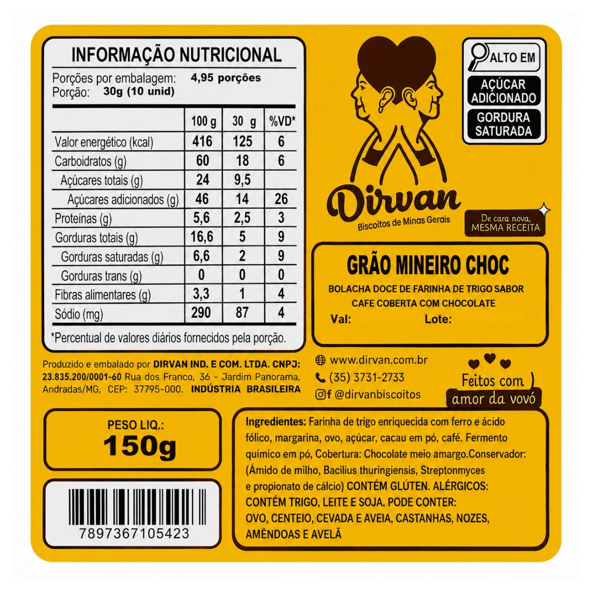 Biscoitos Artesanais Sabor Café com Chocolate 150g
