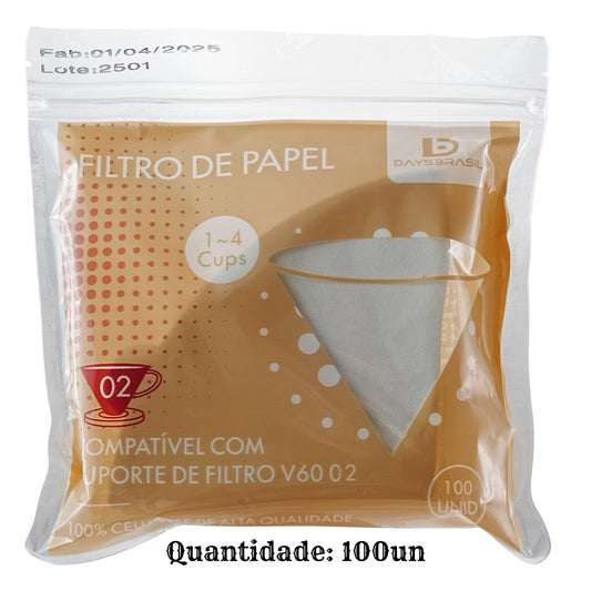 Filtro de Papel para Café Tipo V60 Tamanho 02 (100 unidades)