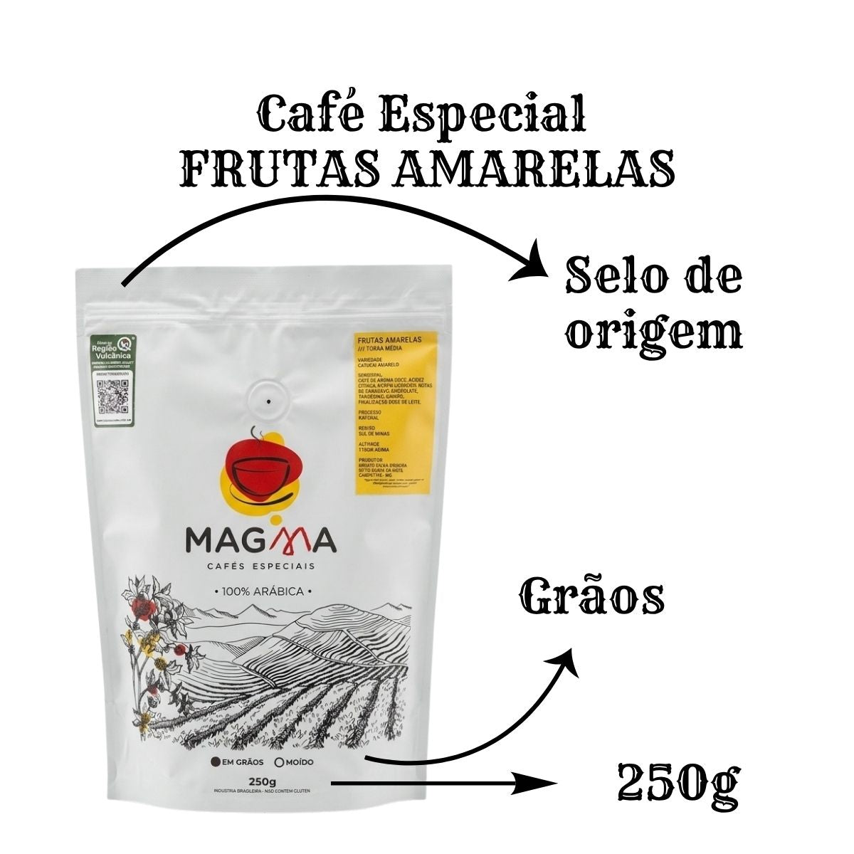 Café Especial Frutas Amarelas Grãos 250g 85,5 Pontos 100% Arábica