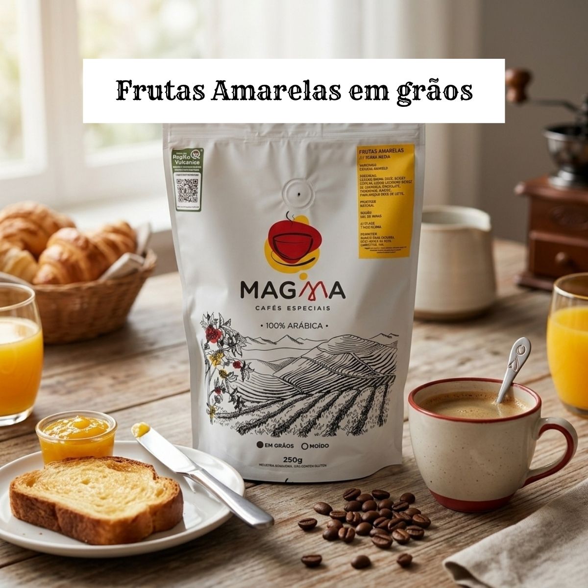 Café Especial Frutas Amarelas Grãos 250g 85,5 Pontos 100% Arábica