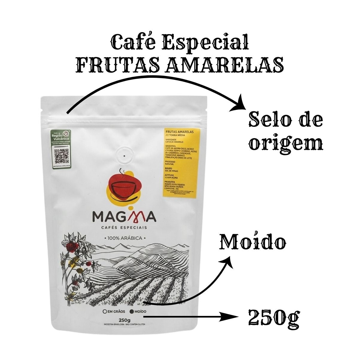 Café Especial Frutas Amarelas Moído 250g | 85,5 Pontos 100% Arábica