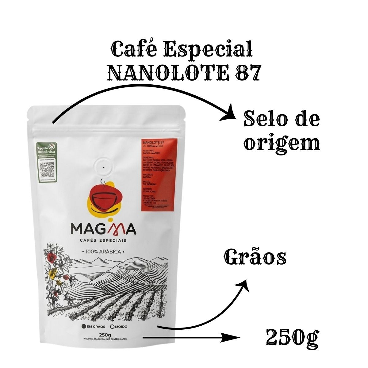 Café Especial Nanolote 87 Pontos em Grãos 250g 100% Arábica
