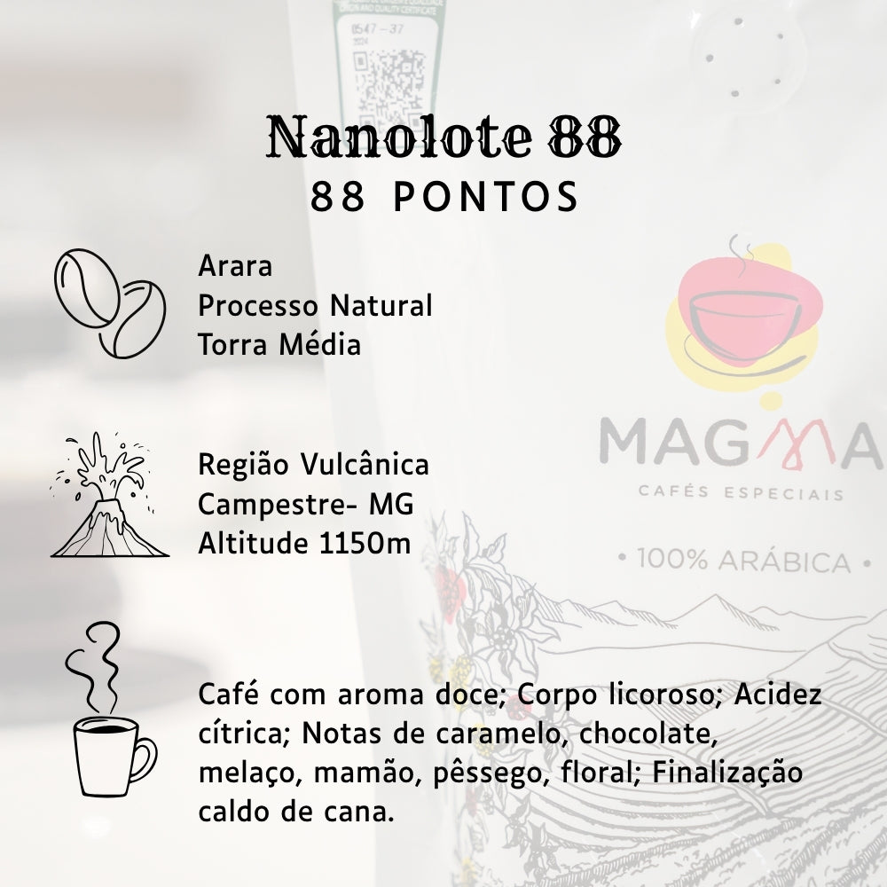 Café Especial Nanolote 88 Pontos em Grãos 250g 100% Arábica