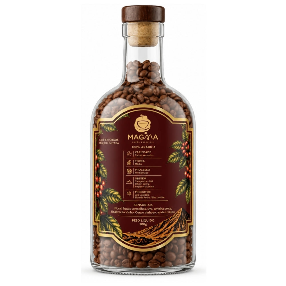 Café Especial Magma Edição Limitada 300g Café Fermentado em Grãos na Garrafa 87 Pontos