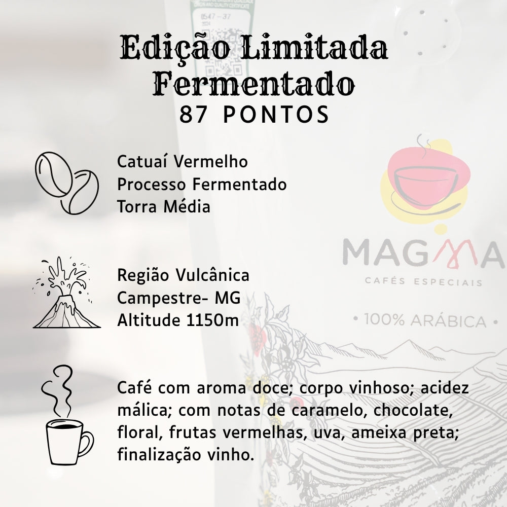 Café Especial Magma Edição Limitada 300g Café Fermentado em Grãos na Garrafa 87 Pontos