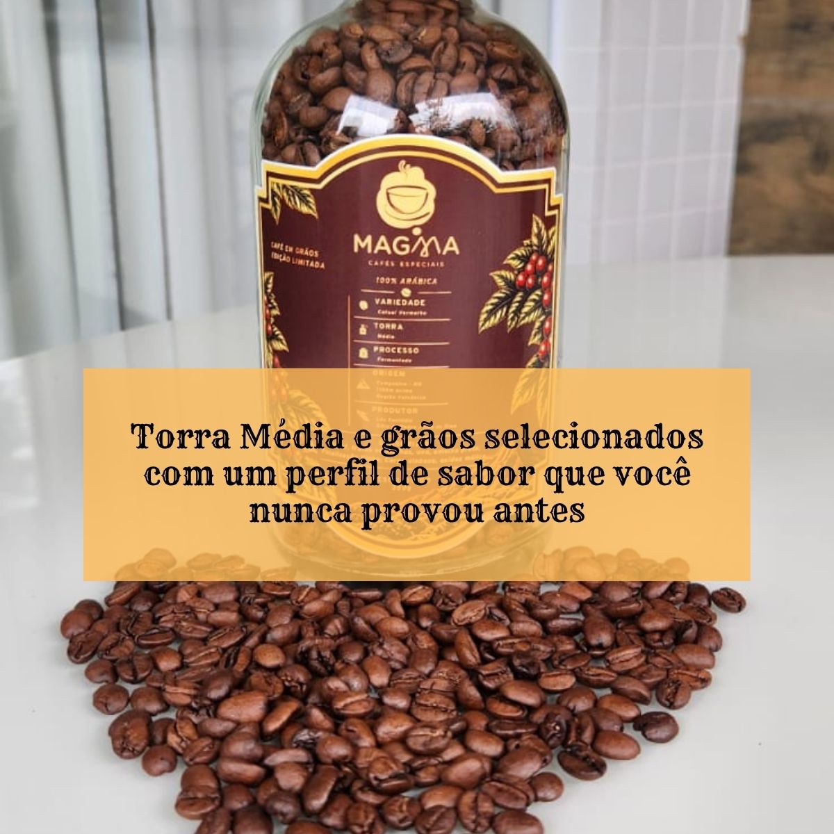 Café Especial Magma Edição Limitada 300g Café Fermentado em Grãos na Garrafa 87 Pontos